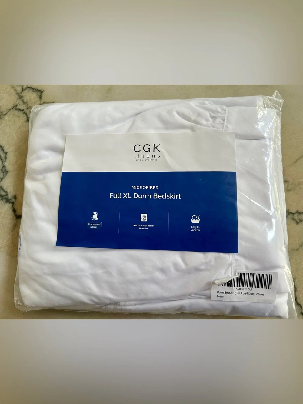 GK White Ruffled Full XL Bed Skirt 28” Long